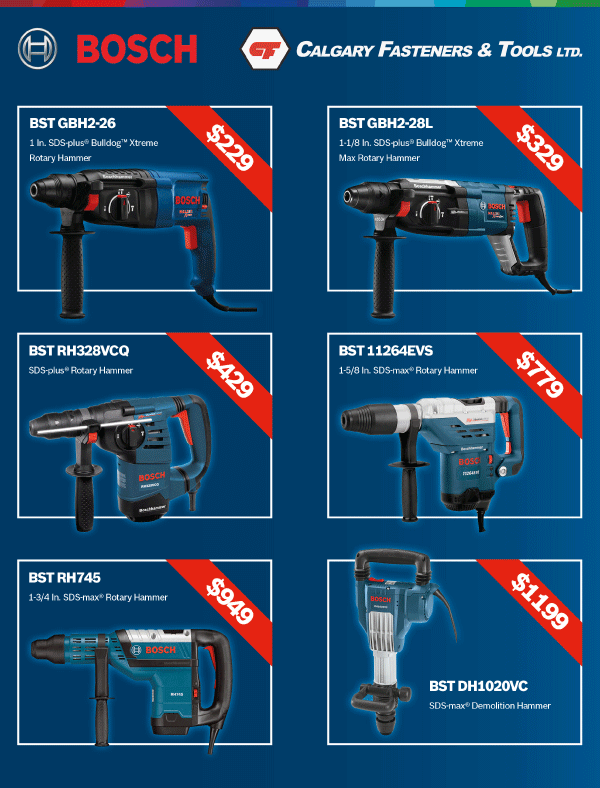 Calgary Fasteners Flyer (Page 2): Bosch Corded Tools Promo