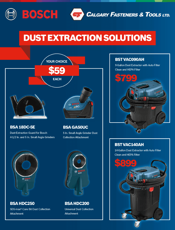 Calgary Fasteners Flyer (Page 3): Bosch Dust Extraction Tools Promo