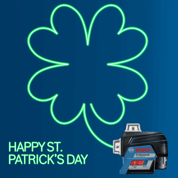 St. Patrick's Day Instagram Post: Bosch laser tool creates a four-leaf clover