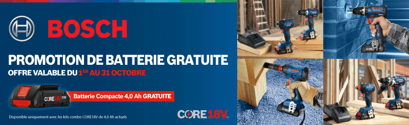 Free Bosch CORE18V Battery Promo (French Banner)