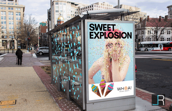 WHOA Bus Shelter Ad 1: Sweet Explosion gelato